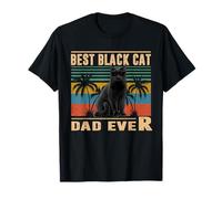 Vintage Best Cat Dad Ever Funny Black Cat for Fathers Day T-Shirt