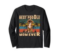 Vintage Best Dog Mom Ever Funny Poodle Dog Mothers Day Manche Longue