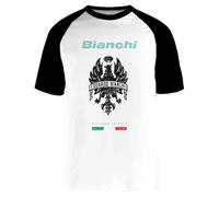 Vintage Bianchi Cycles with Italian T-Shirt de Baseball Unisexe Blanc à Manches Courtes White Unisex Baseball Tee Short Sleeve T-Shirt