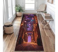 Vintage Bibliothèque Tapis de Couloir Planète Univers Tapis de Couloir Long 40 x 60 cm Passage Antidérapant Lavable en Machine D'entrée Chambre Salon Descente de Lit Poil Ras Rug I&2