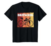 Vintage Bikepacking Graphic Design T-Shirt, Enfant, Noir, 8 Ans
