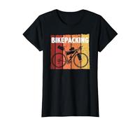 Vintage Bikepacking Graphic Design T-Shirt, Femme, Noir, L
