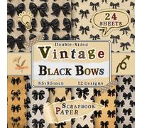 Vintage Black Bows Scrapbook Paper: 24 Double-Sided Sheets with 12 Elegant & Decorative Bow Designs for Journals, Card Making, Decoupage, Mixed Media & Scrapbooking