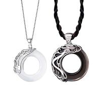 Vintage Blanc Blanc Blanc Blanc Jade Pendentif Collier Couple Creative Creative Romantique Saint Valentin Cadeau Bijoux (Metal Color : Black White)