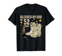 Vintage Blessed by God for 52 Years Cowboy 52e Birthday Men T-Shirt