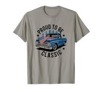 Vintage Blue Pickup Truck with Patriotic USA Flag Design T-Shirt