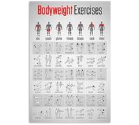 Vintage Bodyweight Exercises Poster Workout Chart Gym Decor Tin Sign Fitness Knowledge Metal Wall Art for Home Office Man Cave Club(Unframed,16X24inch(40X60cm))