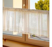 Vintage Boho Bistro rideau opaque rideau court barre rideau, Taille : 140x46cm, Couleur : Crème Beige