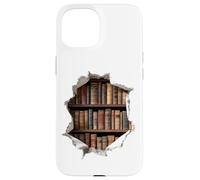 Vintage Boookshelves Hole in Wall Reading Accessories Coque pour iPhone 15