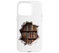 Vintage Boookshelves Hole in Wall Reading Accessories Coque pour iPhone 15 Pro Max