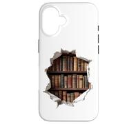 Vintage Boookshelves Hole in Wall Reading Accessories Coque pour iPhone 16