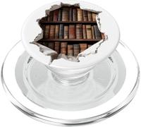 Vintage Boookshelves Hole in Wall Reading Accessories PopSockets PopGrip pour MagSafe