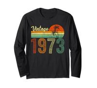 Vintage Born in 1973 Years Old 52nd Birthday Gifts T-Shirt drôle Manche Longue