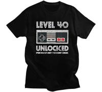 Vintage Born in 1980 T Shirt Men 40 Years Old 40th Birthday Gift T-Shirts Men Tshirt Short Sleeve Level 40 Unlocked Tee Tops Manches Courtes(Medium)