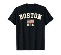 Vintage Boston USA Drapeau américain Massachusetts MA Souvenir T-Shirt