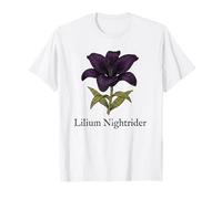 Vintage Botanical Engraving Nightrider Lily Dark Violet T-Shirt