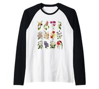 Vintage Botanical Flowers Tulipes, Irises, Camélias, Roses Manche Raglan