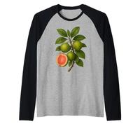 Vintage Botanical Goyave Nature Fruit Art Print Manche Raglan