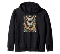 Vintage Botanical Papillon Papillon Fougère Fleur Sauvage Jardin Flo Sweat à Capuche