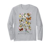 Vintage Botanique Papillons et Fleurs Illustration Femmes Manche Longue