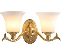Vintage Brass 2 Light Murce Sronce Moderne Blanc évasé en Verre givré en Verre Mural fxture fxture Nordique Lampe Murale pour l'entrepôt de Ferme dans la Chambre à Coucher 2light (2light)