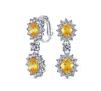 Vintage Bridal Simulation Gemme Déclaration Pavé Halo Cubic Zirconia AAA CZ Pendentif Lustre Ovale Lustre Pour Femmes Non-Piercé