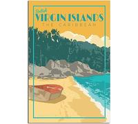 Vintage British Virgin Islands Caribbean Art Imprimer Rétro Mur Art Toile Affiche Chambre Décoration Accueil Décoration Sans cadre 40x60cm
