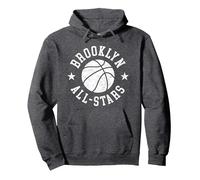 Vintage Brooklyn All-Stars Retro Distressed 80s Basketball Sweat à Capuche, Unisexe pour Adultes, Chiné Foncé, L