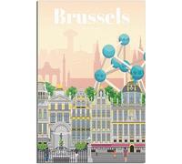 Vintage Brussels Belgium Rétro Mur Art Toile Affiche Art Imprimer Accueil Décoration Chambre Décoration Sans cadre 60x90cm