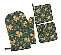 Vintage Butterfly Flower Fansmall Vintage Sugar Skull Flower Lot de 4 Gants de Four et maniques, Gants de Four antidérapants résistants à la Chaleur pour la Cuisson, la Cuisson, Le Barbecue