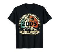 Vintage Cadeau D'anniversaire 20 Ans Née en Avril 2005 T-Shirt