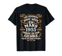 Vintage Cadeau D'anniversaire 70 Ans Nés En Mars 1955 T-Shirt