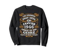 Vintage Cadeau d'anniversaire 80 Ans Nés en Janvier 1946 Sweatshirt