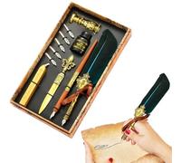 Vintage Caligraphy Faether Pen for Writing - Vintage Faether Quill Pen Set, Feathers Caligraphy Pens Inks Set with Replacement Nibs, Inks, Wax Seal Sticks, Seal Stamp Calligraphyi Dip Pens Gift Sets