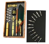 Vintage Caligraphy Faether Pen for Writing - Vintage Faether Quill Pen Set, Feathers Caligraphy Pens Inks Set with Replacement Nibs, Inks, Wax Seal Sticks, Seal Stamp Calligraphyi Dip Pens Gift Sets