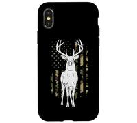 Vintage Camo Cerf Chasse Drapeau Américain Forêt Bois Buck Coque pour iPhone X/XS