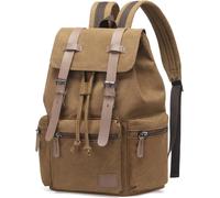 Vintage Canvas Backpack For Men & Women, Durable Casual Daypack With Leather Accent, Fits For College, Work, Travel, & Outdoor