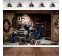 Vintage Car Fix Tools Garage Photographie Toile De Fond pour Grunge Grimy Garage Porte en Bois Fond Mode Portrait Photoshoot 300cmx200cm