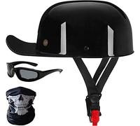 Vintage Casque Moto ECE Homologué Casque de Moto Jet Retro Scooter Demi Coque pour Street Bike Moped Scooter Confortable Casque pour Homme Femme