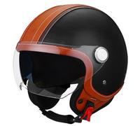 Vintage Casque Moto Jet 3/4, Casque Moto avec Double VisièRe pour Scooter, Casque De Moto Demi-Visage en Cuir De Style Allemand Vintage, ECE Homologué E02,M=57~58cm