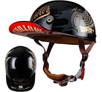 Vintage Casque Scooter Homme Casque Moto, Dot/ECE Homologué 3/4 Retro Demi Casque Jet, Adulte Homme Et Femme Scooter Chopper Cruiser Casque Moto Cyclomoteur Casque 4,M
