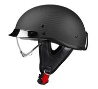 Vintage Casques Bol Casques Jet ECE Homologué Adulte Fibre De Carbone Demi Casque Casque Jet Rétro Casque avec Visière Confortable Casque pour Bike Cruiser Moped Scooter 6,XL:61-62CM