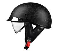 Vintage Casques Bol Casques Jet ECE Homologué Adulte Fibre De Carbone Demi Casque Casque Jet Rétro Casque avec Visière Confortable Casque pour Bike Cruiser Moped Scooter 1,XXL:63-64CM