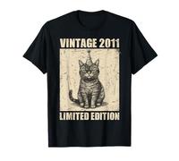 Vintage Cat 2011 Funny 14 Years Old Birthday Edition Limitée T-Shirt