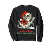 Vintage Cat Christmas Santa Hat Retro Kitten Art Cat Lover Sweatshirt