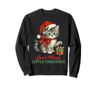 Vintage Cat Christmas Santa Hat Retro Kitten Art Cat Lover Sweatshirt