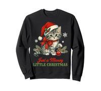 Vintage Cat Christmas Santa Hat Retro Kitten Art Cat Lover Sweatshirt