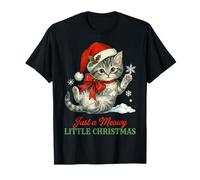 Vintage Cat Christmas Santa Hat Retro Kitten Art Cat Lover T-Shirt