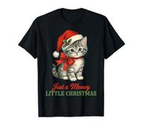 Vintage Cat Christmas Santa Hat Retro Kitten Art Cat Lover T-Shirt