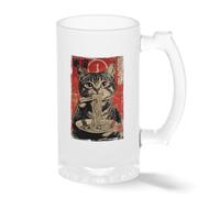 Vintage Cat Eating Ramen Coffee Mug - Funny Japanese Noodles Ceramic Cup - Retro Foodie Gift Bière transparente Tasse Stein 0.5L